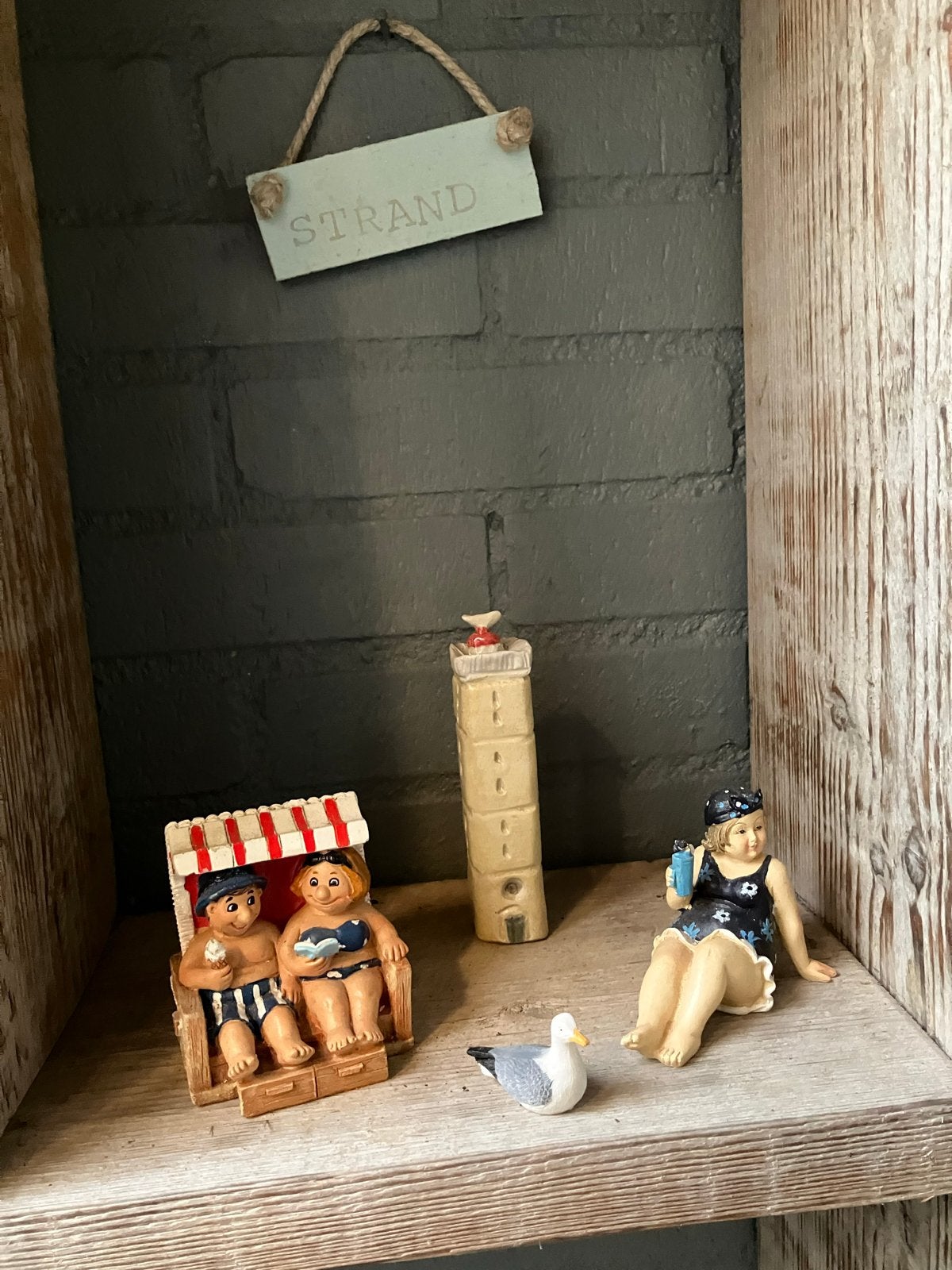 Leuke stranddecoratie set: strandstoel, vuurtoren, meeuw, Ophalen of Verzenden, Gebruikt, Overige typen