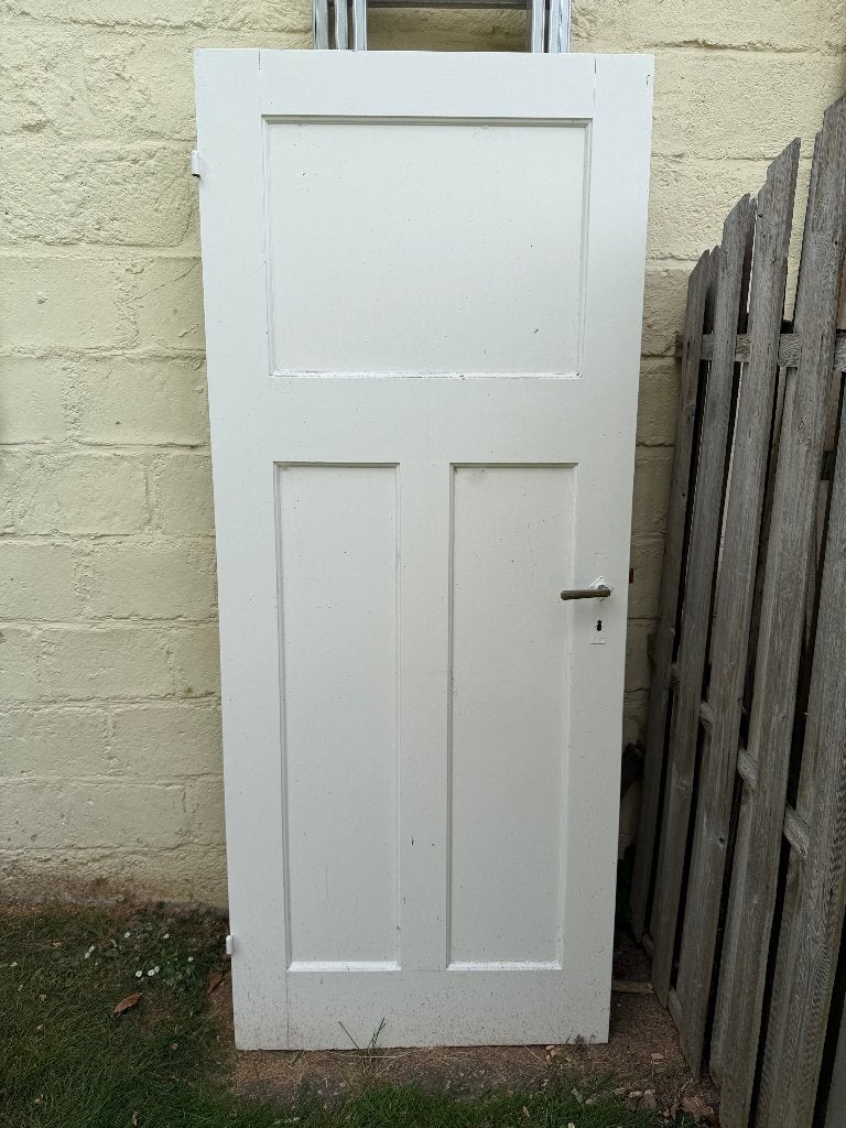 Witte binnendeur met paneel en klink, Gebruikt, 80 tot 100 cm, Binnendeur, Ophalen of Verzenden