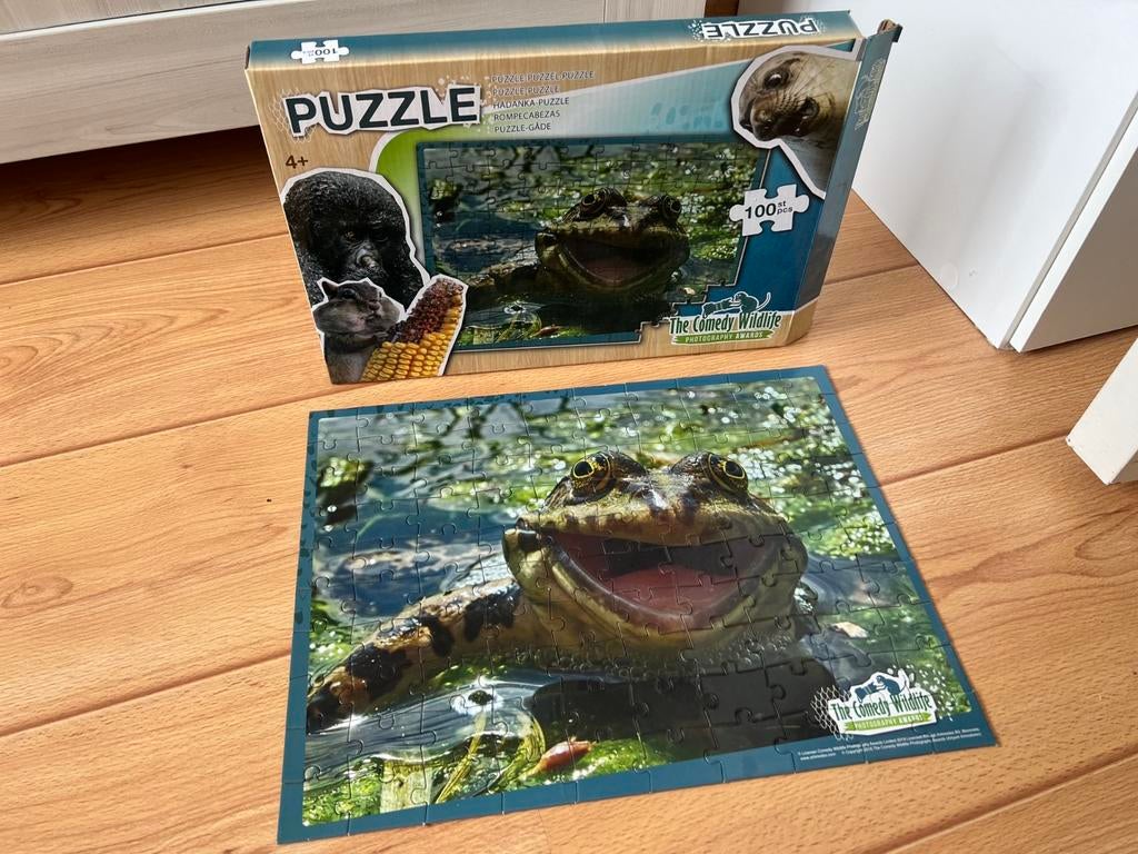 Puzzel kikker 100 stuks, Ophalen of Verzenden, Meer dan 50 stukjes, Zo goed als nieuw, 4 tot 6 jaar