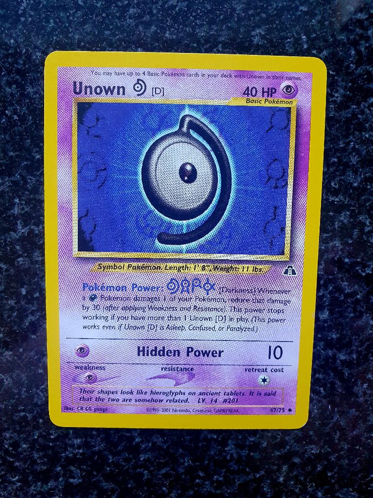 Pokemon Unown D, Ophalen of Verzenden, Zo goed als nieuw, Losse kaart