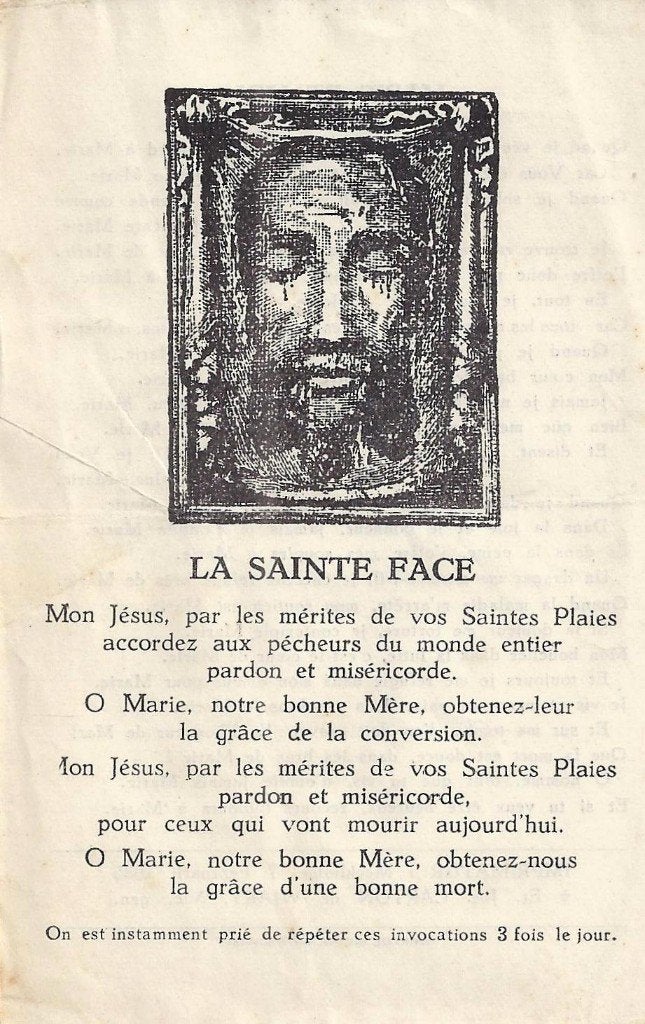 Pr14 prentje het heilig gezicht maria en ik (franse tekst), Ophalen of Verzenden, Gebruikt, Kaart of Prent, Christendom | Katholiek