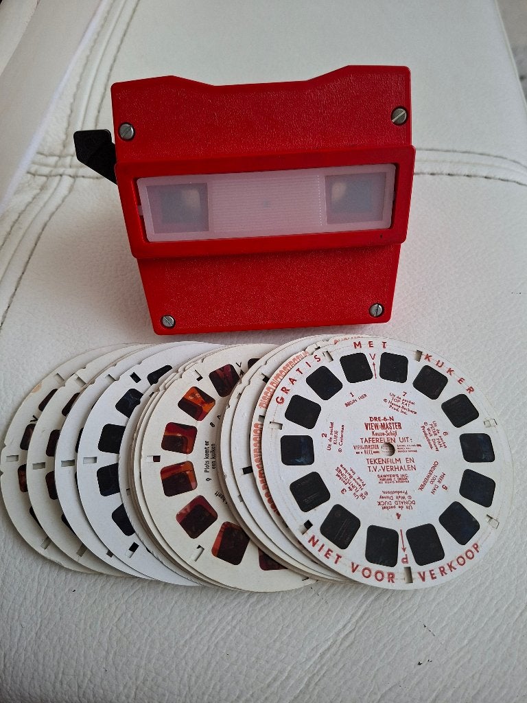 Oude rode Viewmaster + 21 kaartjes, Ophalen of Verzenden, Gebruikt