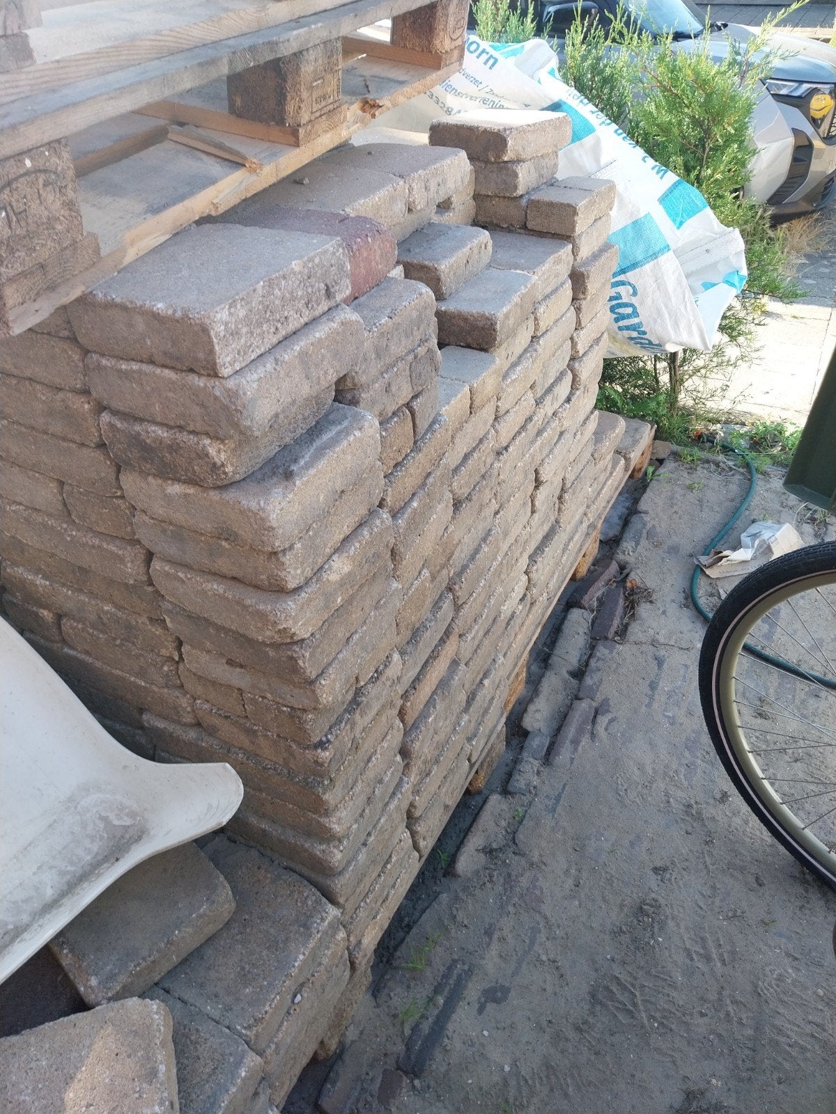wildverband tegels zand geel ong 30m2, Tuin en Terras, Tegels en Klinkers, Ophalen, Gebruikt, 10 m² of meer, Beton
