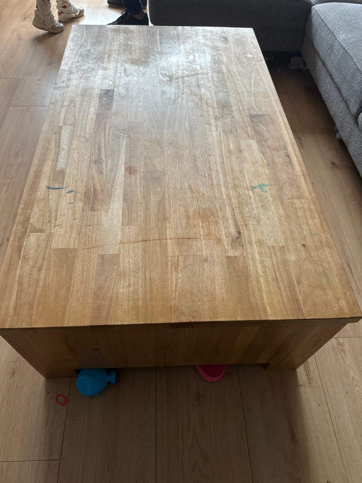 Massief houten salontafel met lades, Huis en Inrichting, Ophalen, Gebruikt, 100 tot 150 cm, 50 tot 100 cm