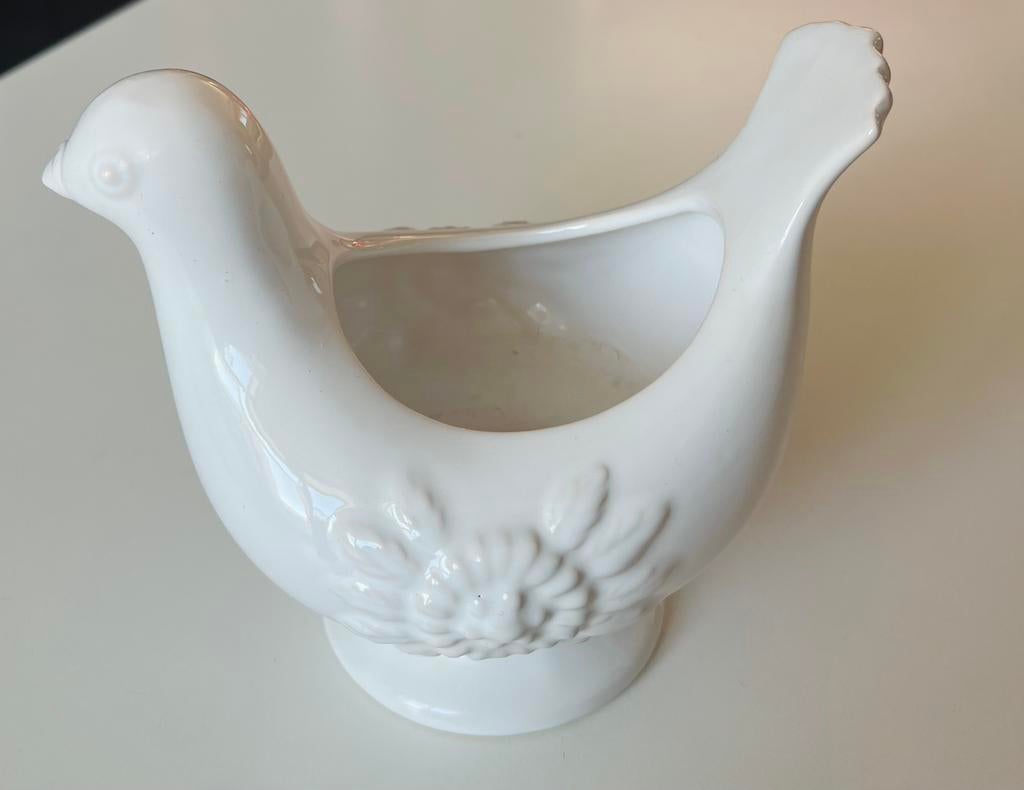 Porseleinen vaasje/ bloempotje Vogel, Rond, Ophalen of Verzenden, Aardewerk, Minder dan 40 cm