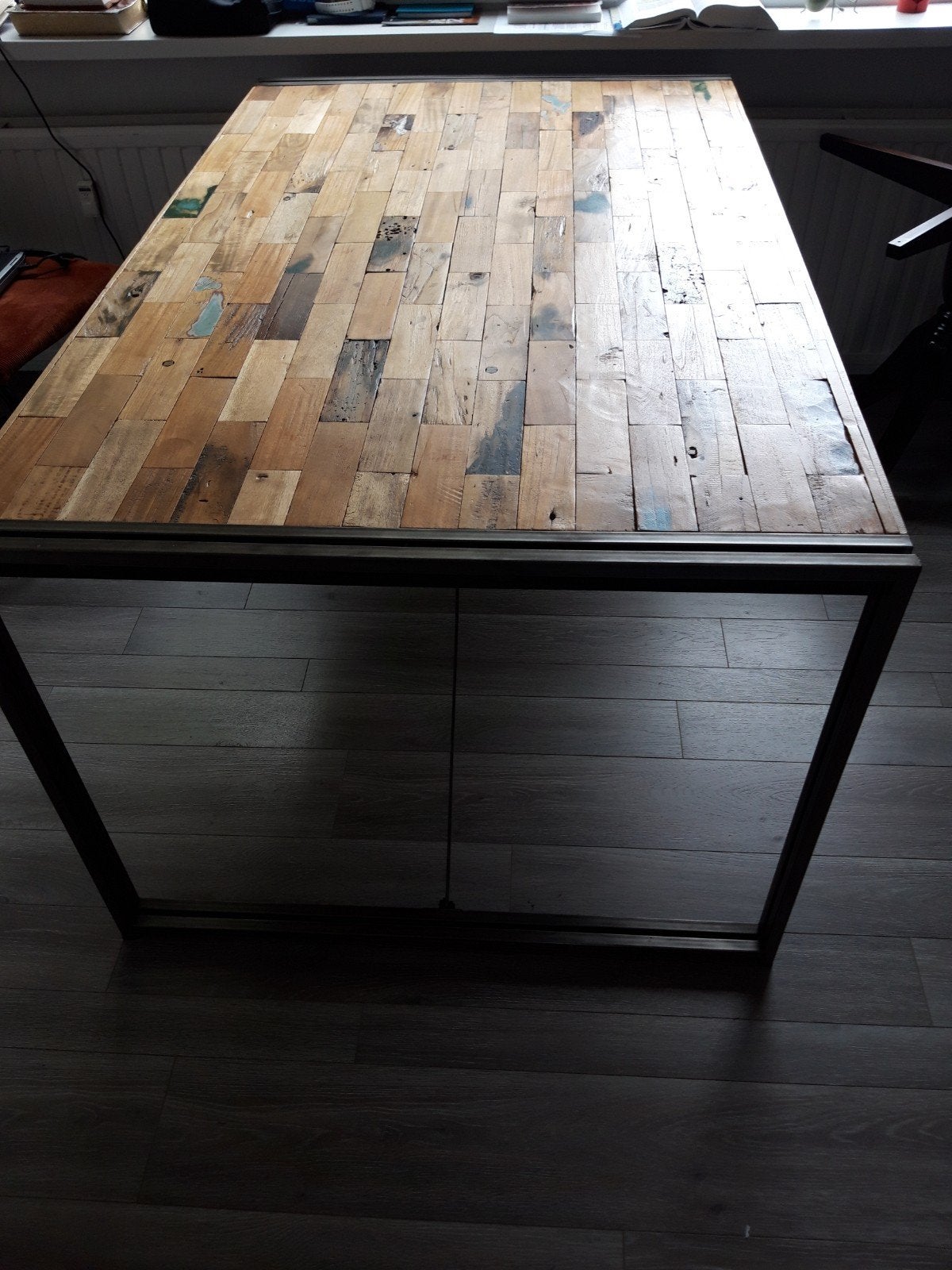 Unieke houten tafel, Huis en Inrichting, Tafels | Eettafels, Ophalen, Gebruikt, 50 tot 100 cm, 150 tot 200 cm