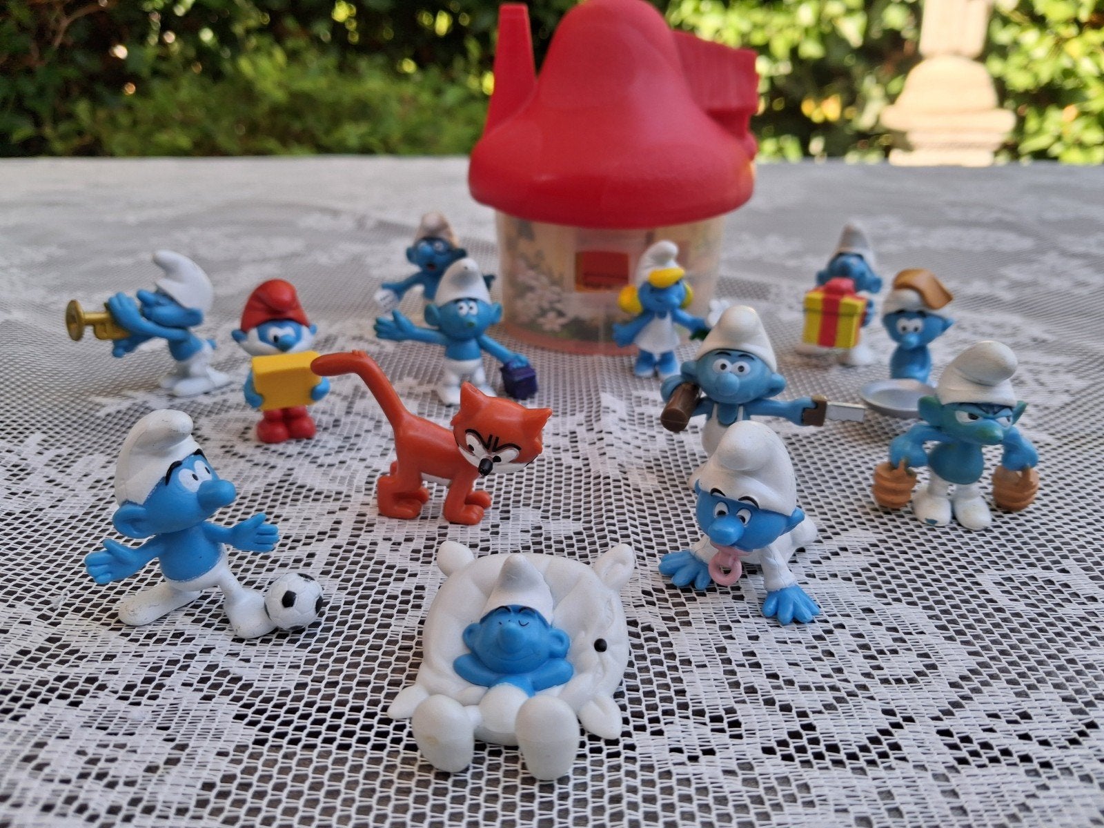Smurfenhuis met 12 verschillende Smurfen, Ophalen of Verzenden, Verschillende Smurfen, Huisje of Attribuut