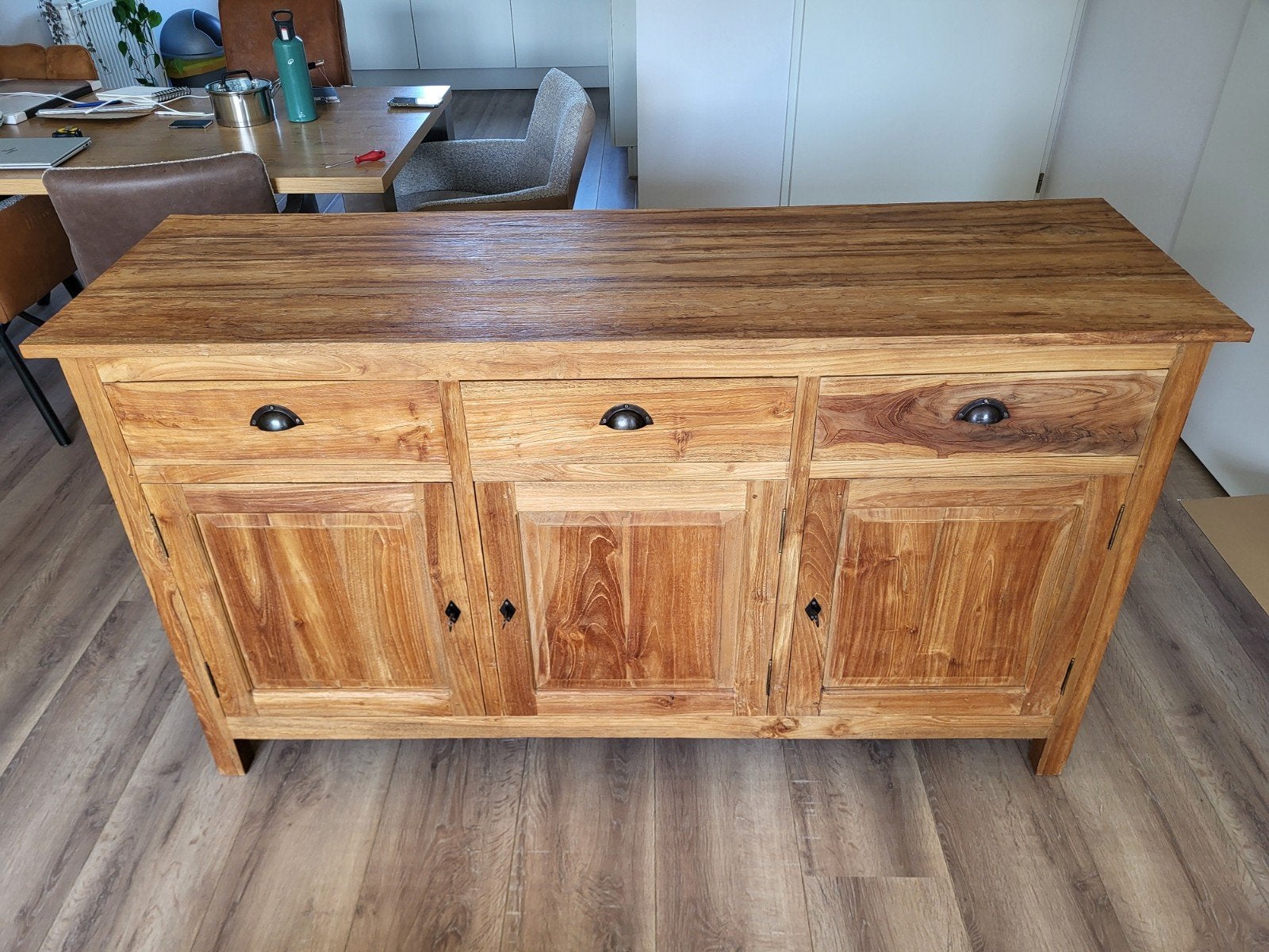 Teakhouten dressoir, Huis en Inrichting, Ophalen, Met deur(en), 150 tot 200 cm, Teakhout