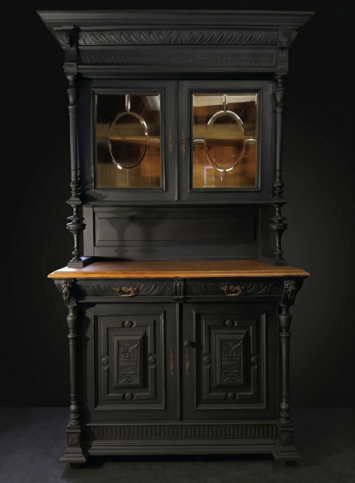 Prachtige Henri II / Neo-Renaissance buffetkast ca 1900, 200 cm of meer, Ophalen of Verzenden, 50 tot 75 cm, Met deur(en)