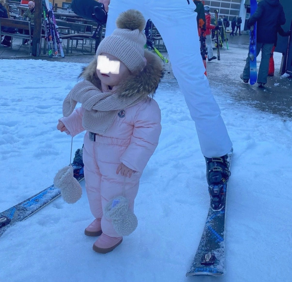 Moncler Roze Baby Sneeuwpak, Ophalen, Gebruikt, Meisje