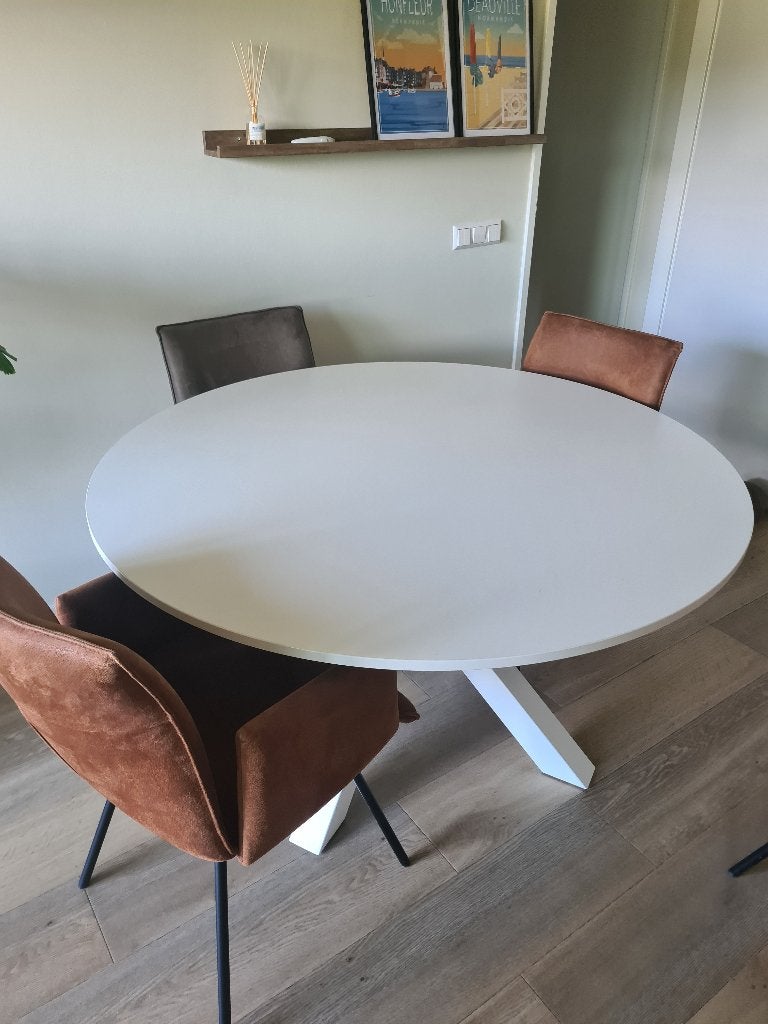 eettafel + stoelen, Huis en Inrichting, Tafels | Eettafels, Ophalen, 100 tot 150 cm, Rond, 50 tot 100 cm