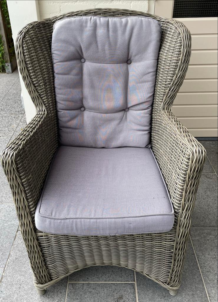 Grijze kunststof loungeset met bank en 2 stoelen, Ophalen, Gebruikt, Kunststof