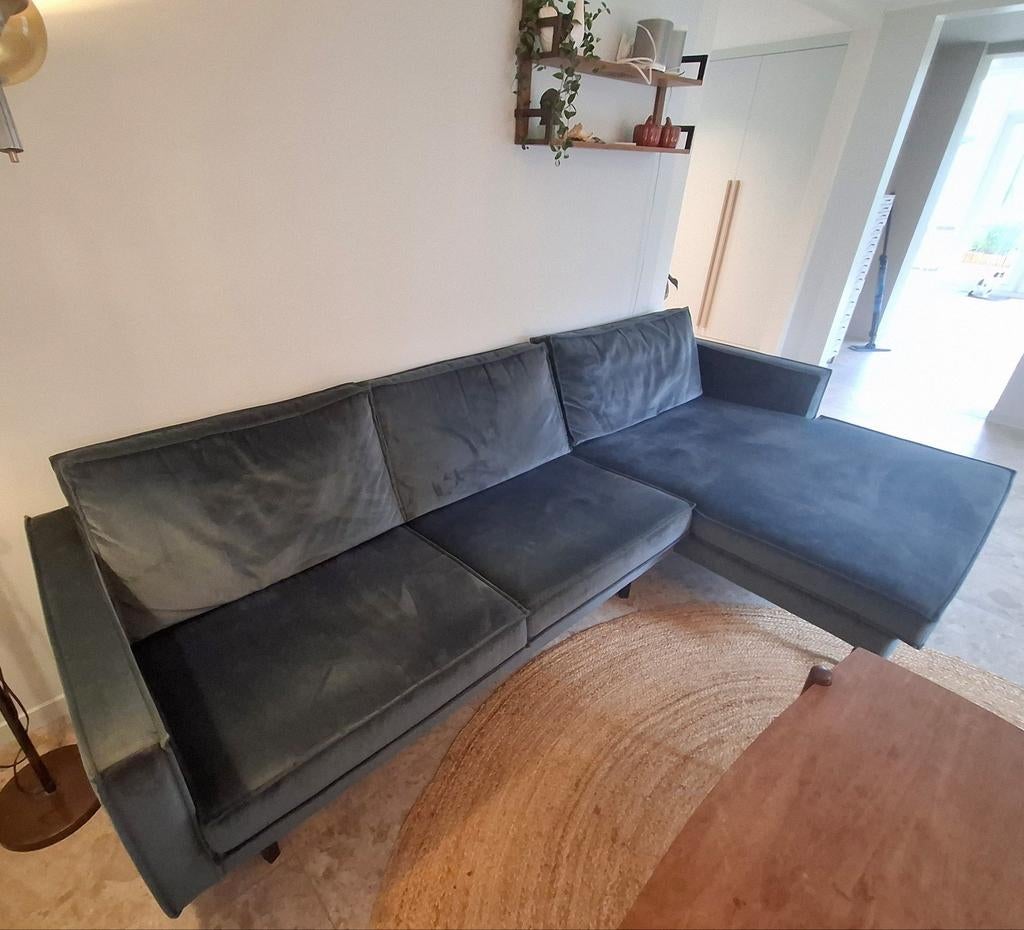 BePureHome / Woood driezitsbank chaise longue blauw
velvet, Huis en Inrichting, Ophalen, Gebruikt, Hoekbank, 75 tot 100 cm