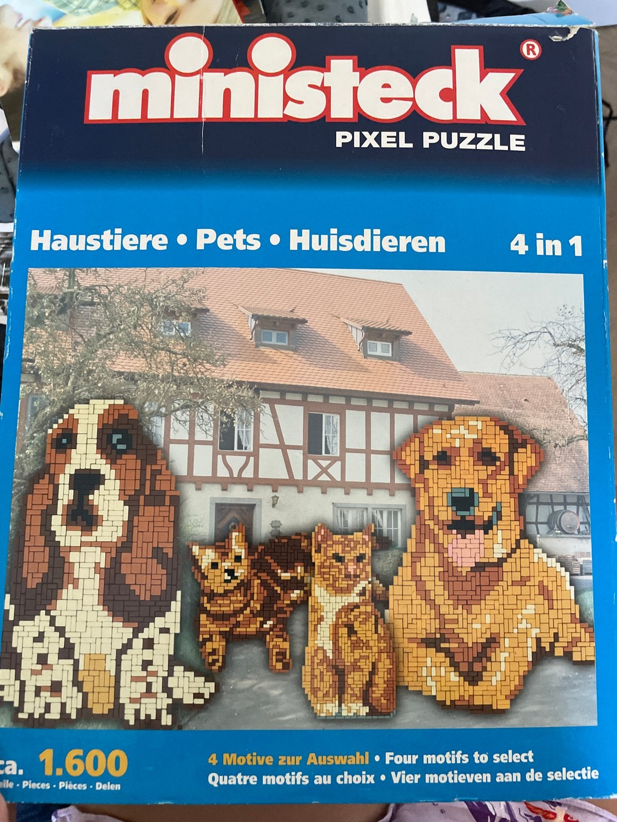 Ministeck Pixel Puzzle Huisdieren 4 in 1 - 1600 stukjes, Hobby en Vrije tijd, Ministeck, Ophalen of Verzenden, Zo goed als nieuw