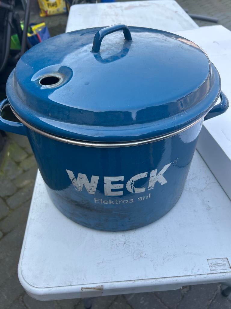 Weck pan - Blauwe emaille weckketel, Huis en Inrichting, Keuken | Potten en Pannen, Ophalen of Verzenden, Gebruikt, Overige materialen