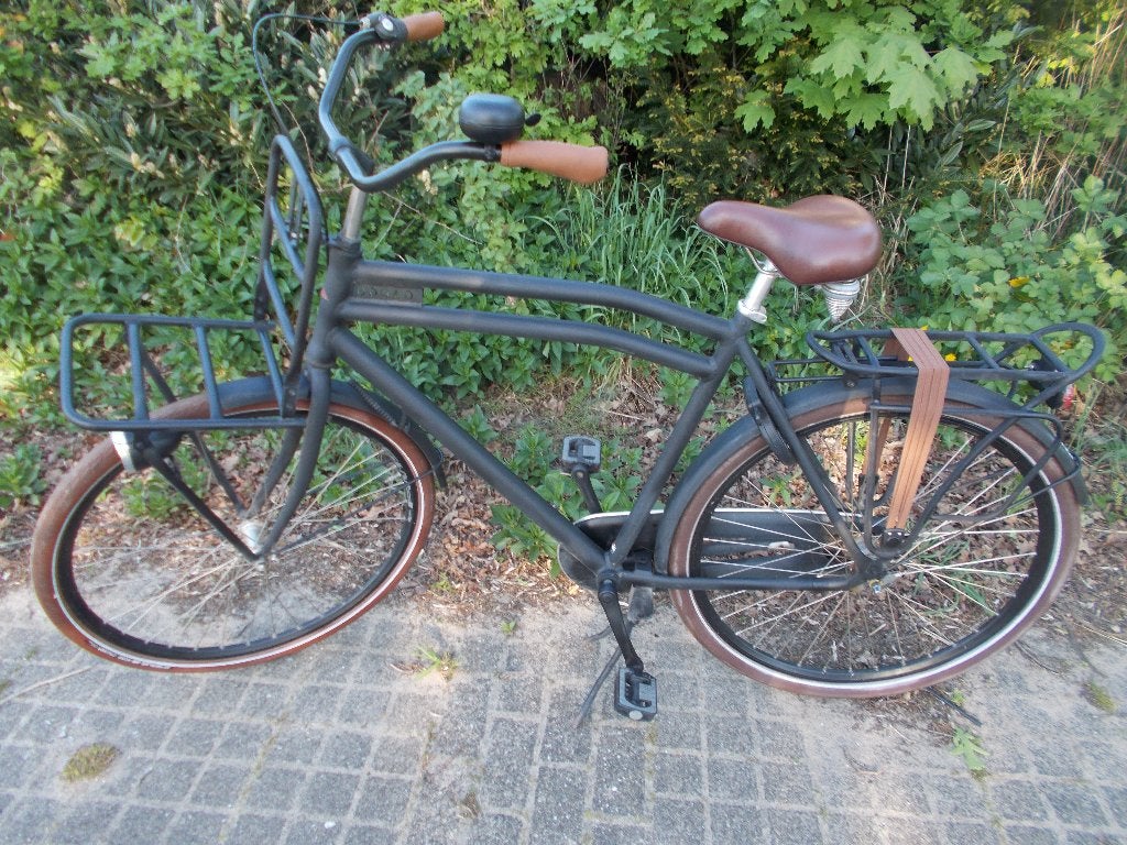 Mat zwarte transportfiets 3 v 59 cm frame, Fietsen en Brommers, Terugtraprem, Gebruikt, Versnellingen, 57 tot 61 cm