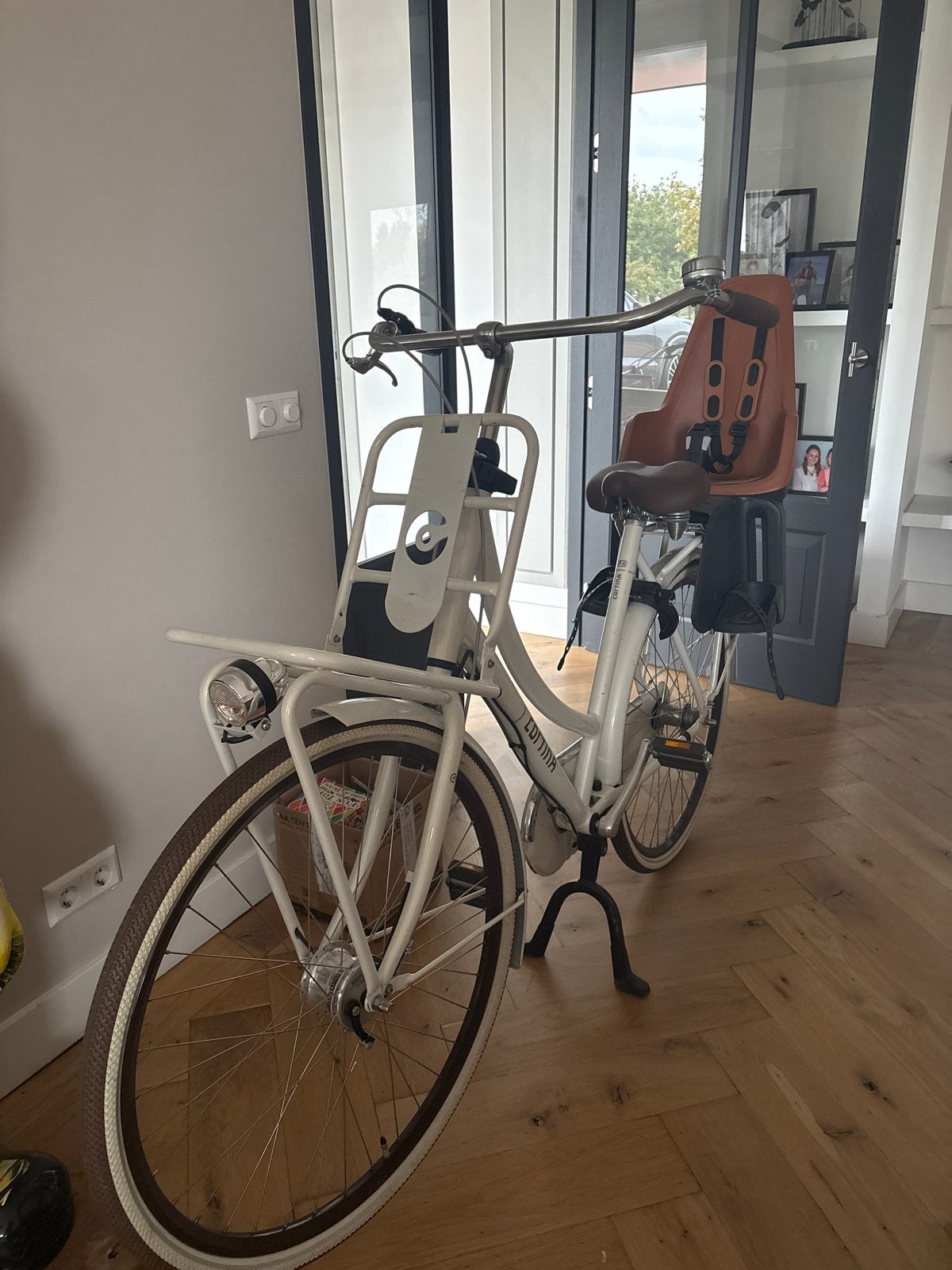 Cortina Transportfiets met Bobike kinderzitje, Gebruikt, Velgrem, Versnellingen, 50 tot 53 cm