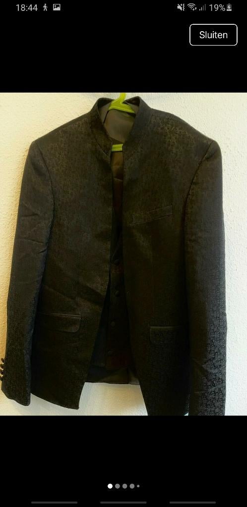 Alfredo 3 delige trouwpak maat 50, Kleding | Heren, Ophalen of Verzenden, Zo goed als nieuw, Zwart, Trouwpak