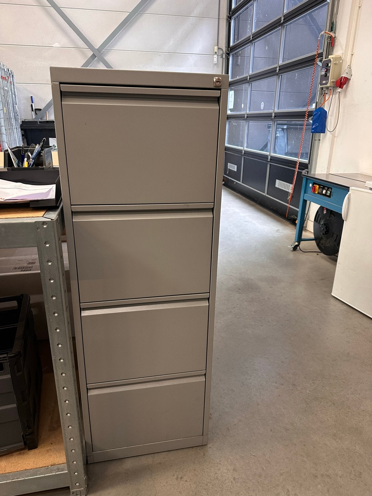 Metalen archiefkast met 4 laden - Grijs, Minder dan 50 cm, Gebruikt, 100 tot 150 cm, Ophalen of Verzenden