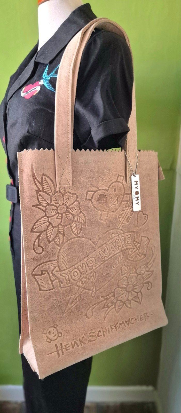 MYOMY tas met tattoo design van Henk Schiffmacher, Ophalen of Verzenden, Nieuw, Beige, Shopper