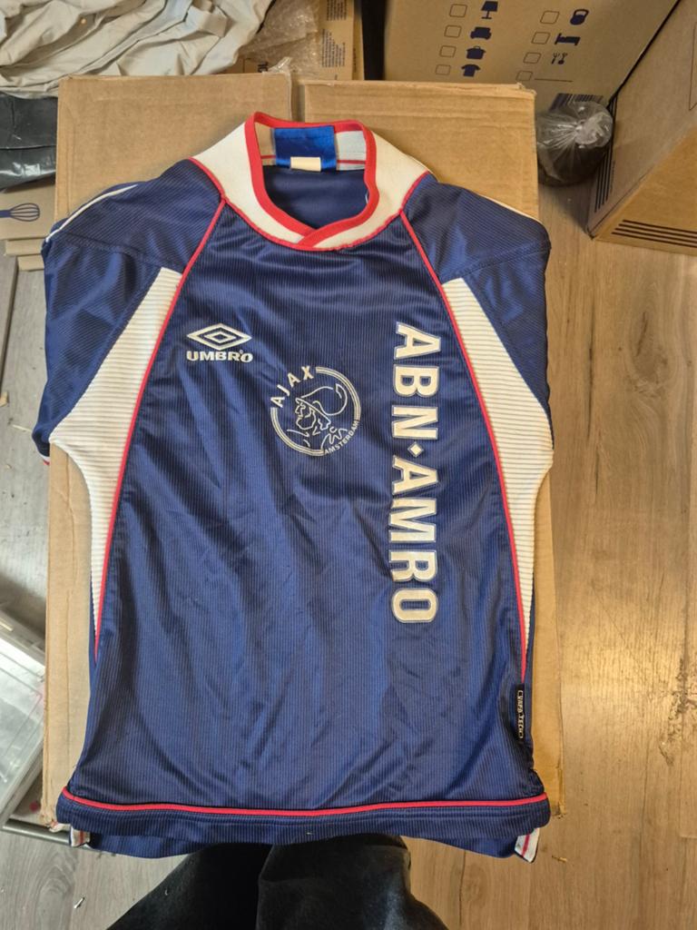 Vintage Umbro Ajax ABN AMRO uitshirt Maat 152, Blauw, Overige maten, Ophalen of Verzenden, Gedragen