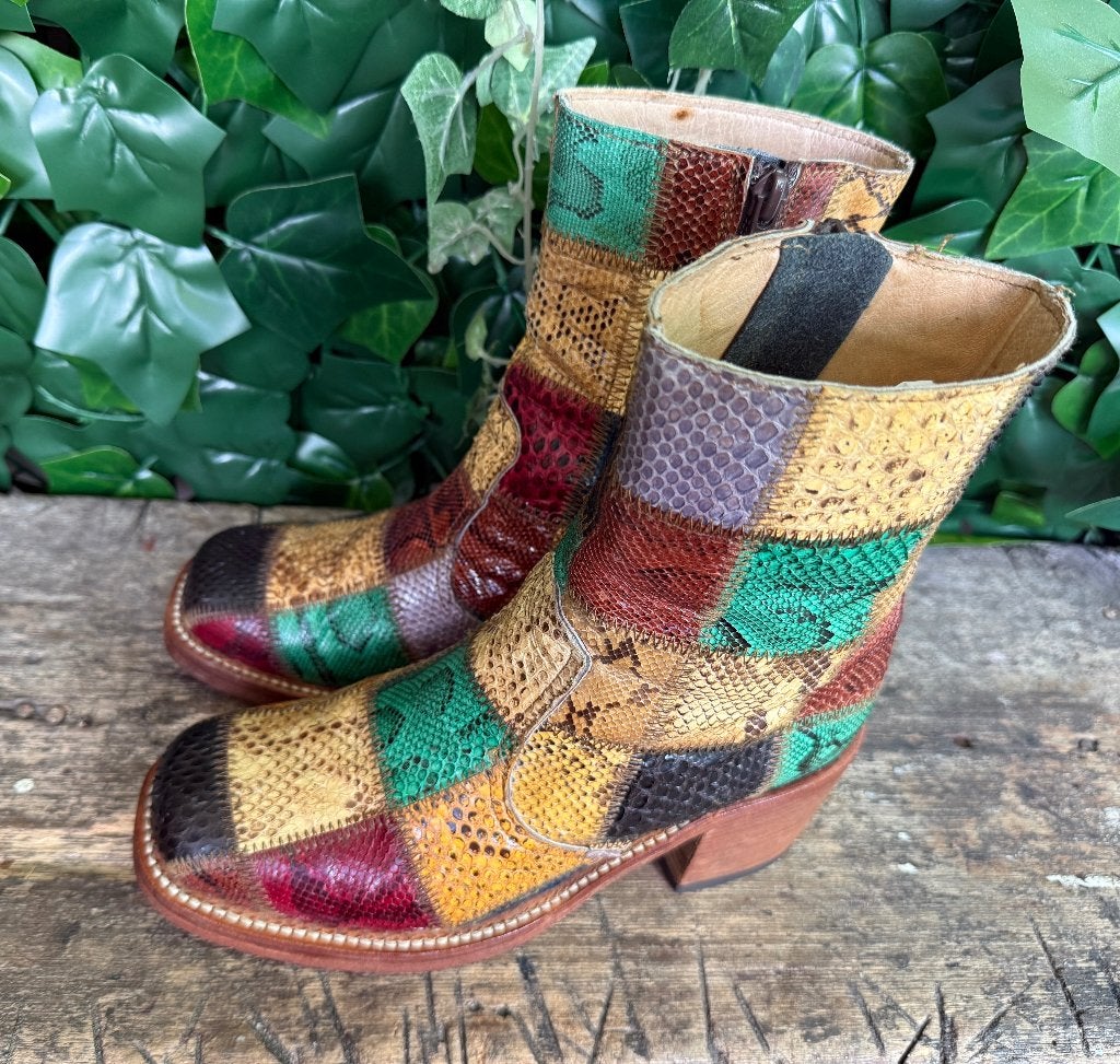 prachtige vintage retro blokhak laarsjes sendra maat 38, Sendra, Overige kleuren, Lage of Enkellaarzen, Ophalen of Verzenden