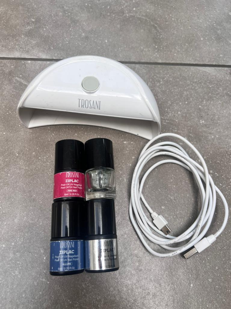 TROSANI ZIPLAC COMPLETE STARTER SET KIT GEL NAGELLAK +LAMP, Ophalen of Verzenden, Zo goed als nieuw, Handen en Nagels, Toebehoren