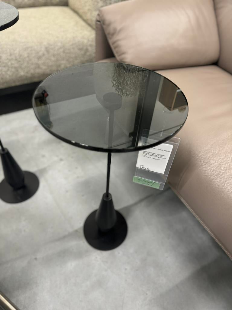 2 Nieuw Metaform Jongleur bijzettafel Zwart Glas Design, 45 tot 60 cm, Minder dan 55 cm, Rond, Nieuw