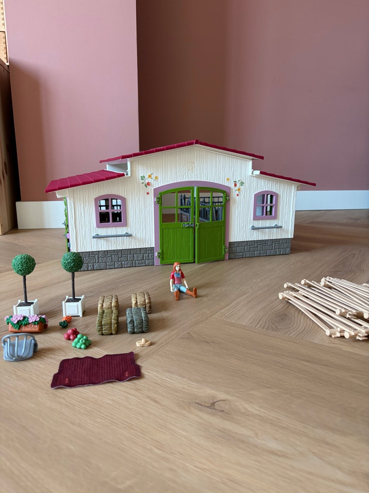 Schleich manege met amazone en accessoires, Ophalen, Gebruikt, Meisje