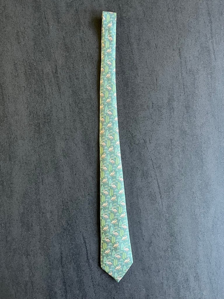 Stropdas Hermès - Collector, zeldzaam, Ophalen, Met patroon, Groen, Hermes
