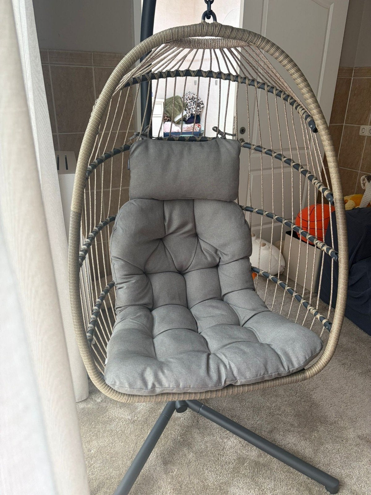 Evi naturel hangstoel inclusief kussens, Huis en Inrichting, Stoelen, Ophalen, Overige kleuren, Bohemian, Modern, Stof