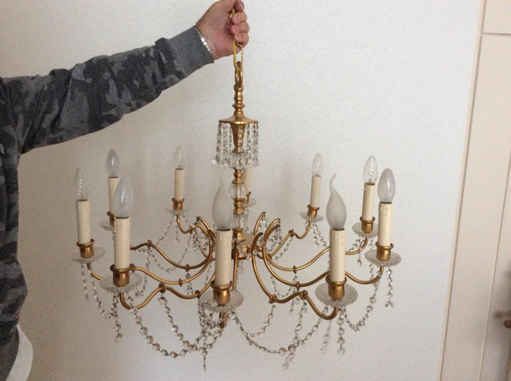 Kristallen hanglamp plus schemerlamp t.e.a.b., Huis en Inrichting, Lampen | Kroonluchters, Ophalen, Gebruikt