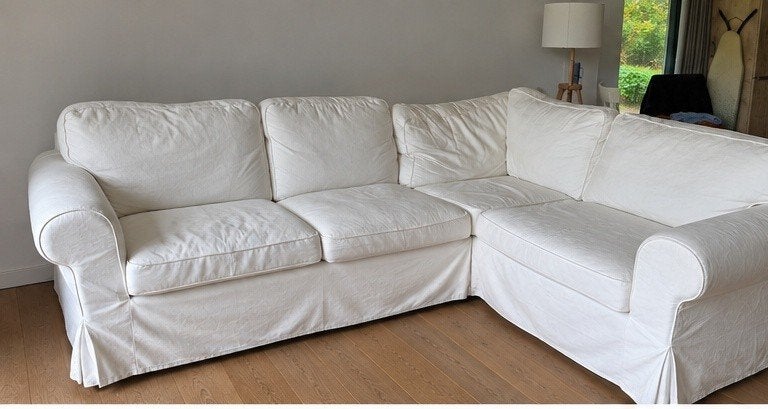 IKEA EKTORP 4-zits hoekbank wit - Comfortabel en ruim, Ophalen, Gebruikt, Klassiek, Comfortabel, Hoekbank