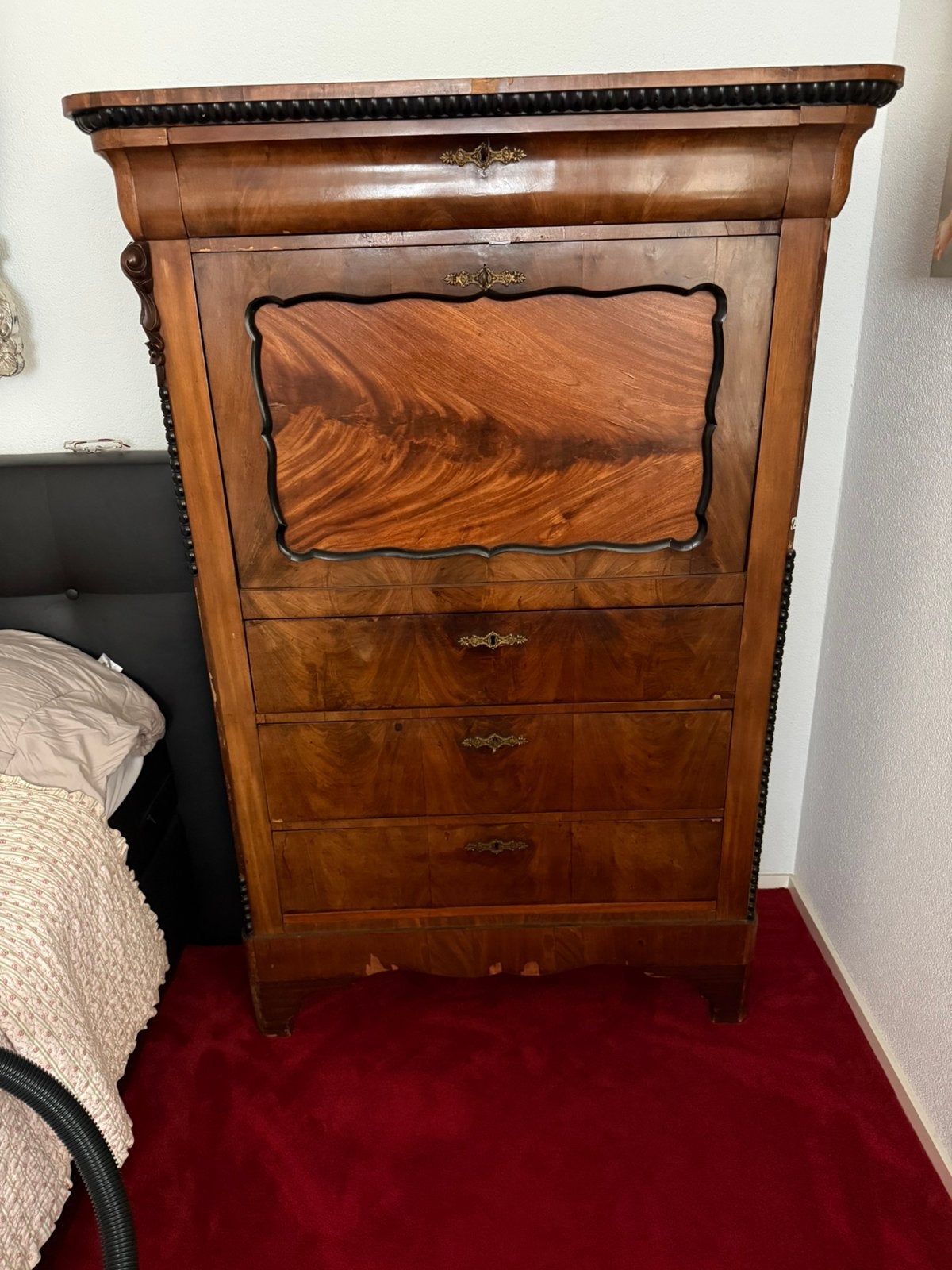 Antieke notenhouten secretaire / schrijfkast, Huis en Inrichting, Ophalen, Gebruikt, Antiek