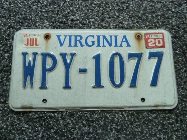 Kentekenplaat licenseplate Virginia 20 USA, Verzenden, Gebruikt, Auto's