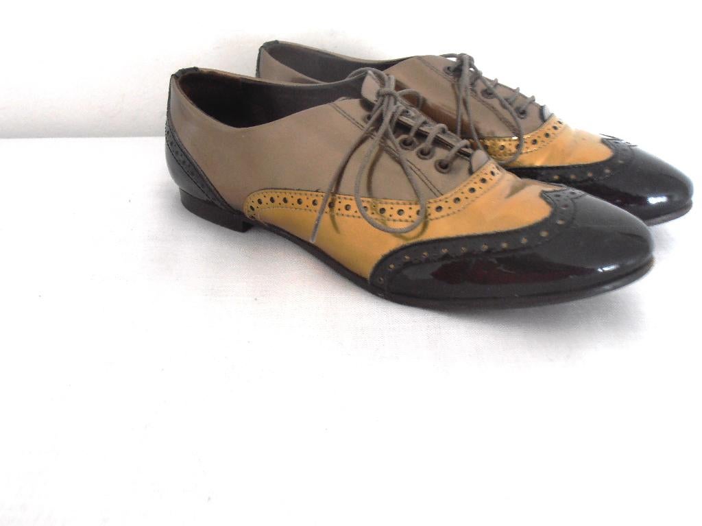 AGL - prachtige goud met zwart en bruine leren schoenen - 37, Schoenen met lage hakken, Overige kleuren, Verzenden, AGL