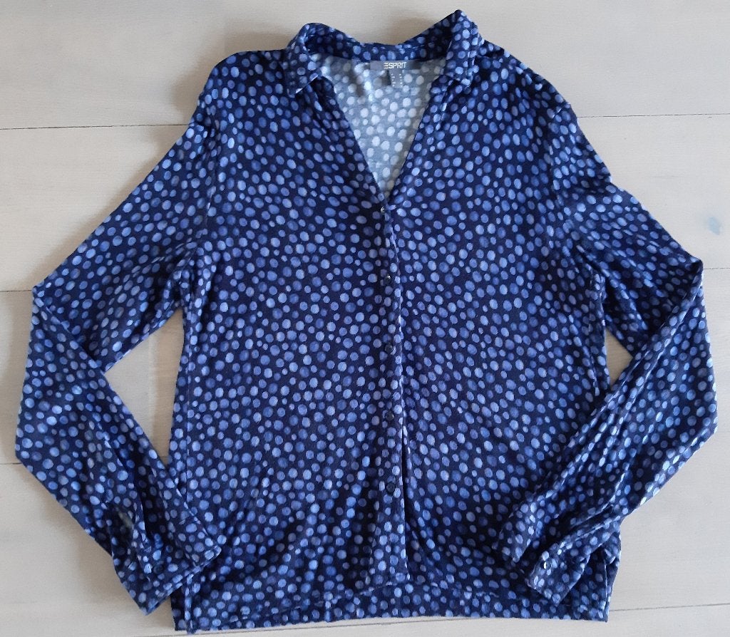 Top/blouse/shirt met paars/blauwe rondjes Esprit maat M, Maat 38/40 (M), Overige kleuren, Ophalen of Verzenden, Zo goed als nieuw