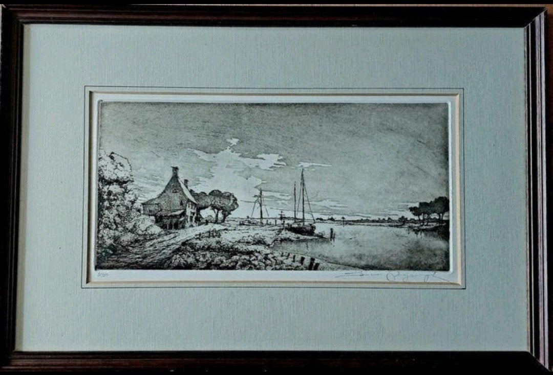 Jan van Rijsewijk ... 'Hollands Vergezicht' ..., Antiek en Kunst, Ophalen of Verzenden