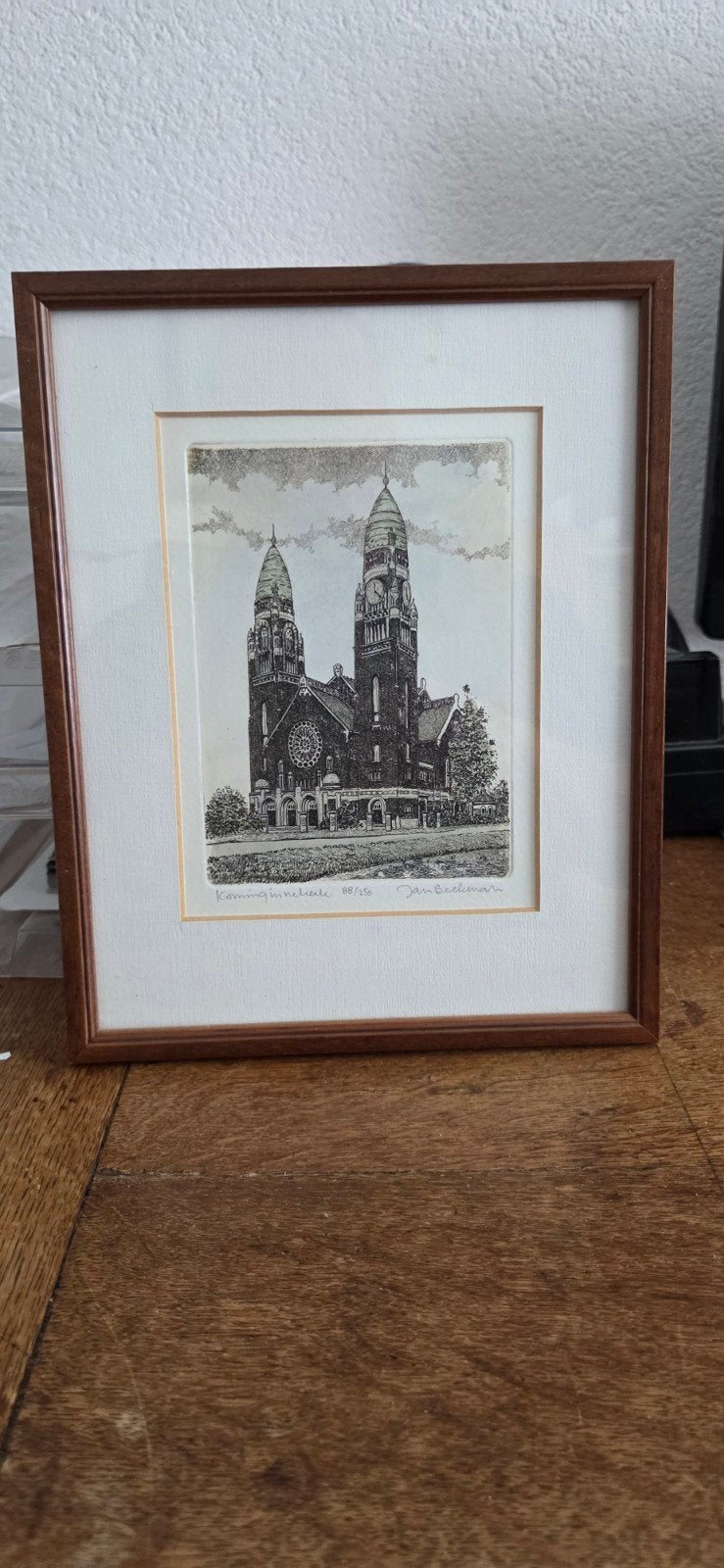 Ets Jan Beekman Koninginnenkerk Rotterdam, 25 cm, Ets, Architectuur, Genummerd