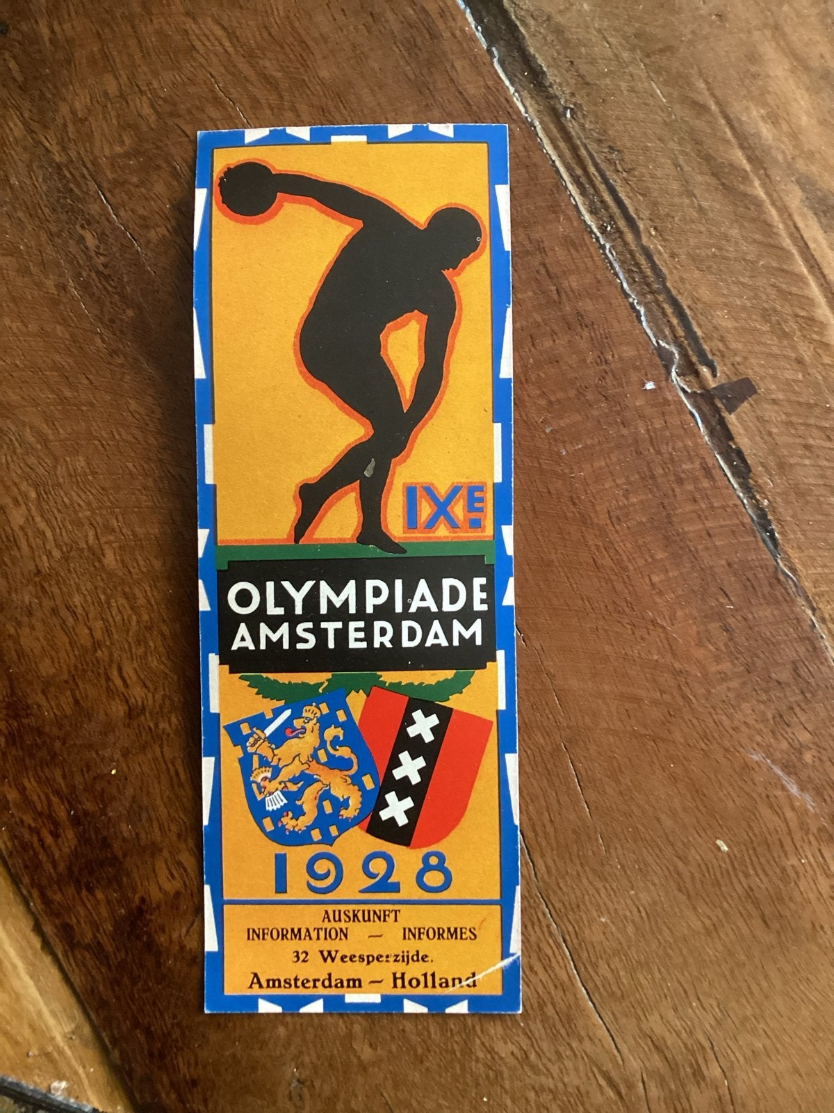 Vintage Shell / Olympische Spelen A’dam 1928 Boekenlegger, Ophalen of Verzenden, Gebruikt
