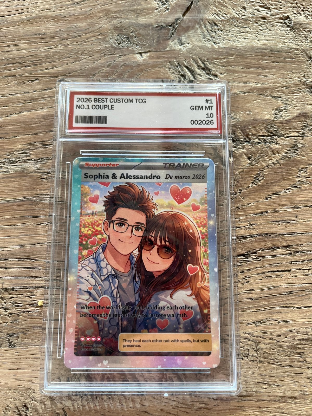Custom Pokémon Kaart - Sophia & Alessandro - PSA 10, Ophalen of Verzenden, Nieuw, Losse kaart