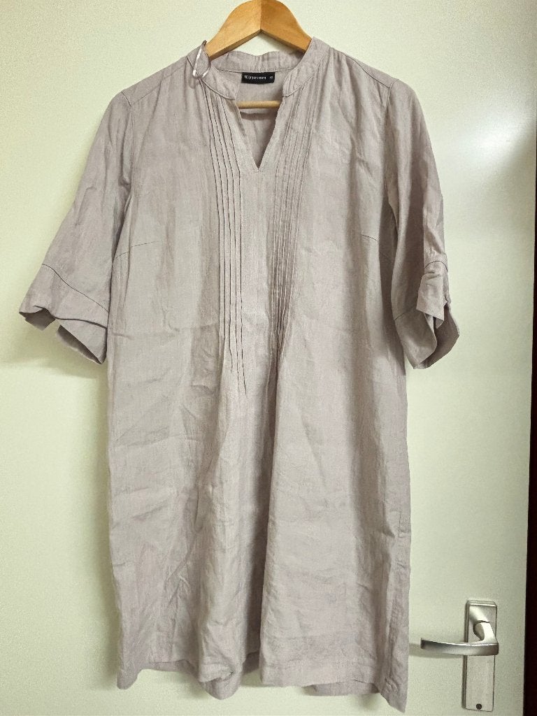 Linnen beige jurk 42, Maat 38/40 (M), Beige, Nieuw, Ophalen of Verzenden