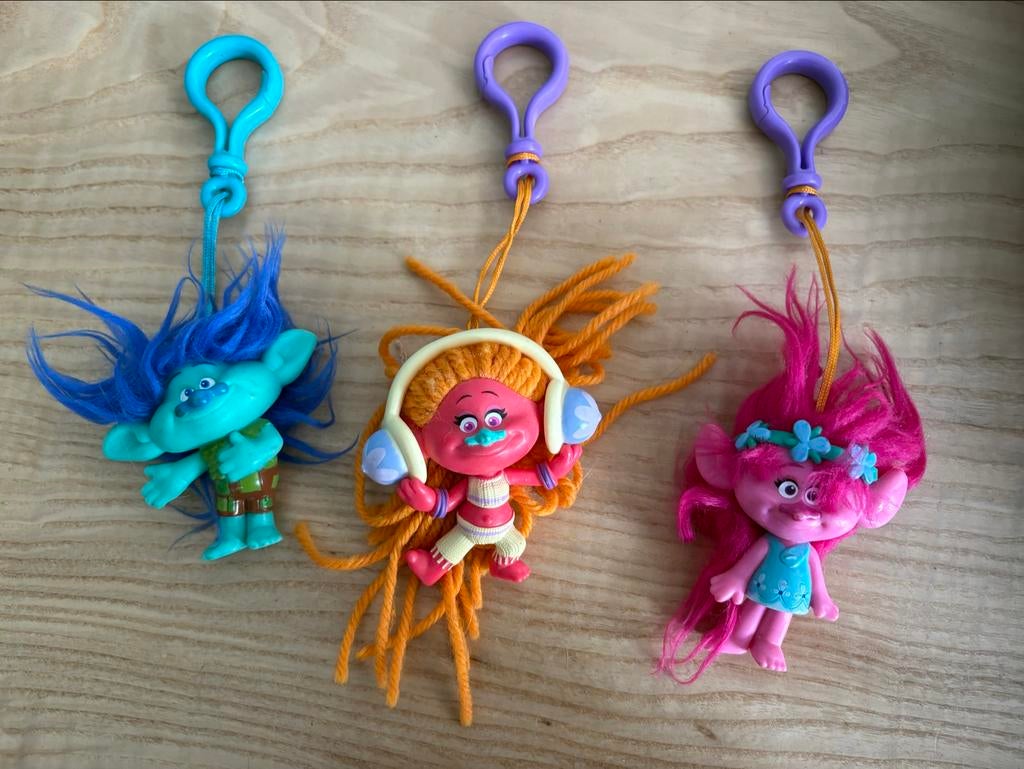 Trollen sleutelhangers - set van 3, Ophalen of Verzenden, Zo goed als nieuw, Staal