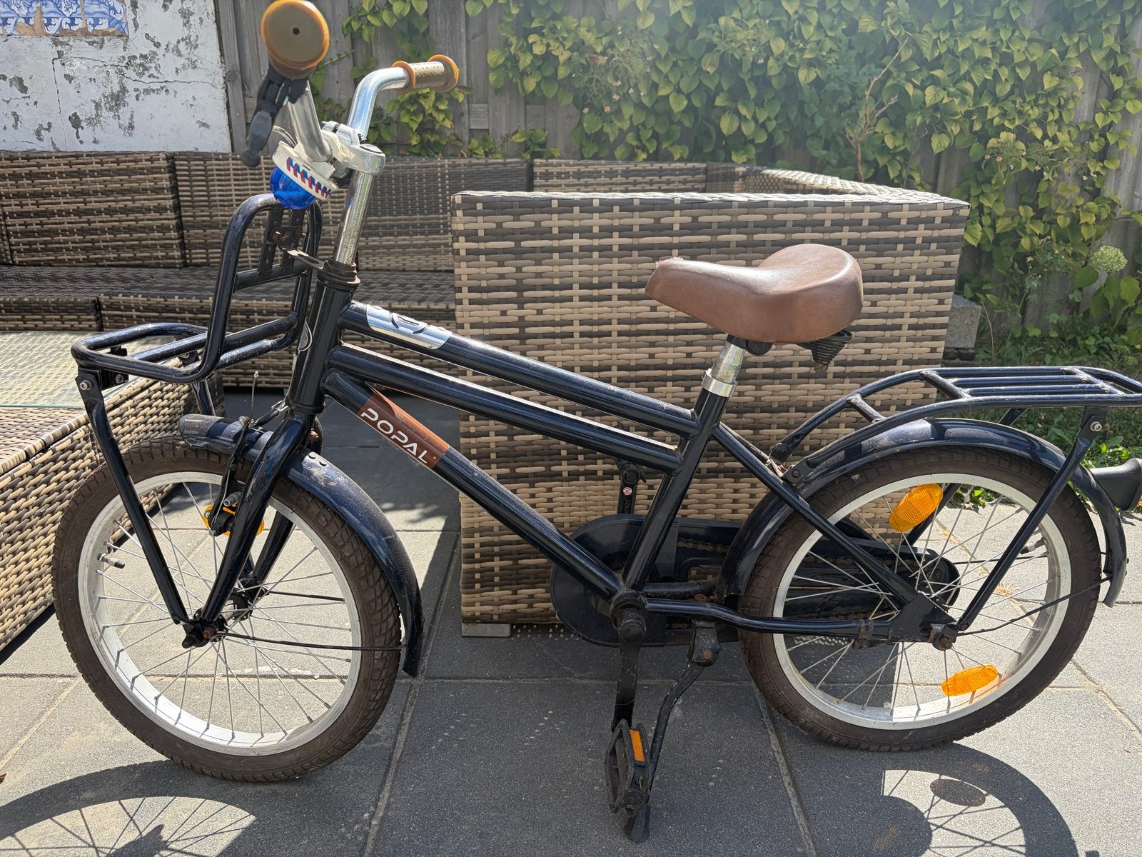 Popal kinderfiets 16 inch met voordrager en terugtraprem, Ophalen, Gebruikt, Terugtraprem, 16 tot 20 inch