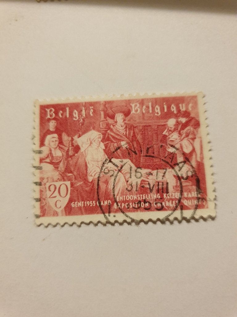 8409 belgie tentoonstelling keizer karel 1955 20c gestempeld, Postzegels en Munten, Verzenden