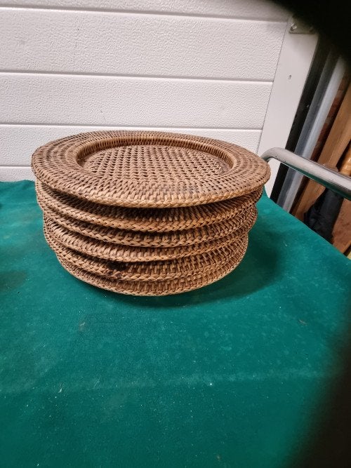 onderborden vintage  riet rotan myanmar zes stuks, Ophalen of Verzenden, 'T Olde Gre-j, Info@toldegrej.nl, Endepoelstraat 20f Didam