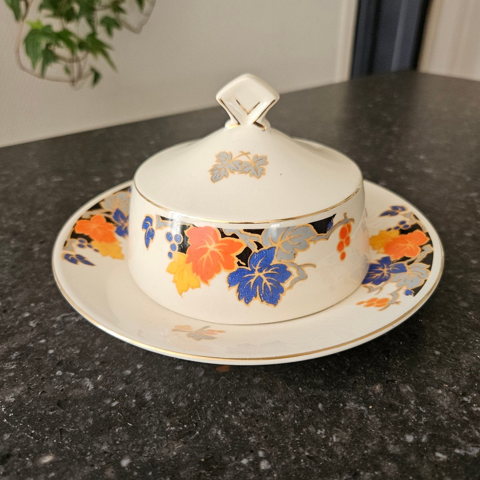Art Deco Botervloot Mosa Maastricht 'Druiveblad' Decor, Ophalen of Verzenden