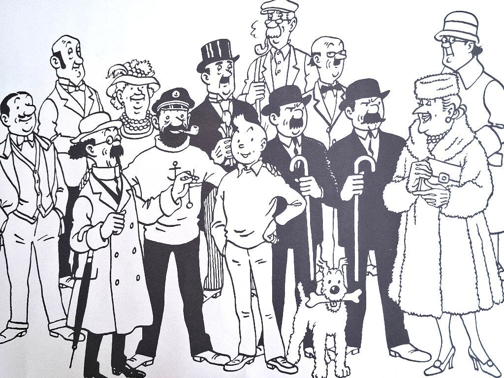Kuifje ✅ poster de familie Hergé ~ jaar 1970 ~ 38 x 55 cm, Ophalen of Verzenden, Kuifje, Nieuw, Plaatje, Poster of Sticker