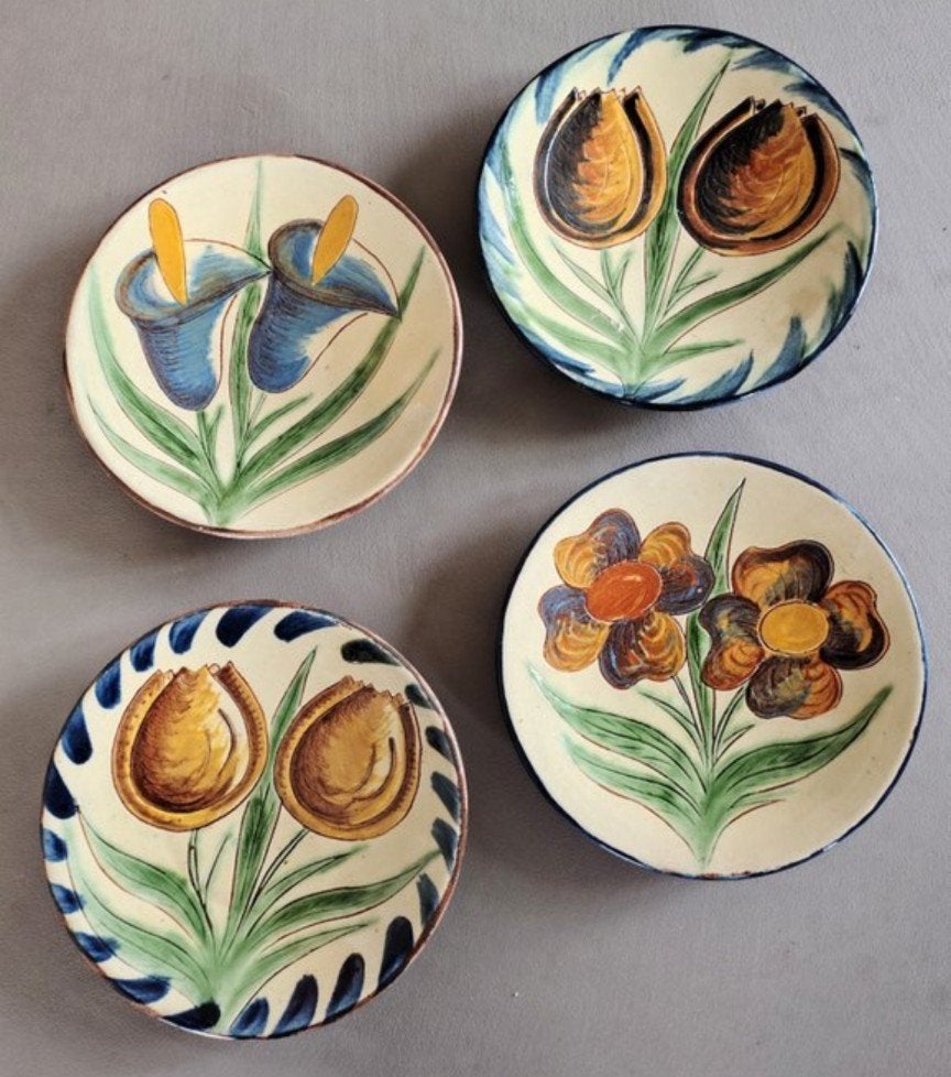 Set van 4 handgeschilderde decoratieve borden Puigdemond, Ophalen of Verzenden