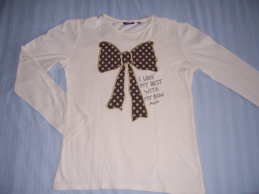 Prachtig wit/ecru shirt merk Mexx maat 146 met strik, Mexx, Meisje, Ophalen of Verzenden, Zo goed als nieuw